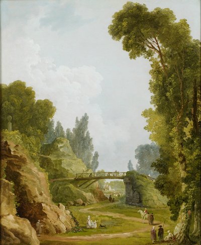 De Rustieke Brug, Château de Méréville, Frankrijk, c.1785 door Hubert Robert